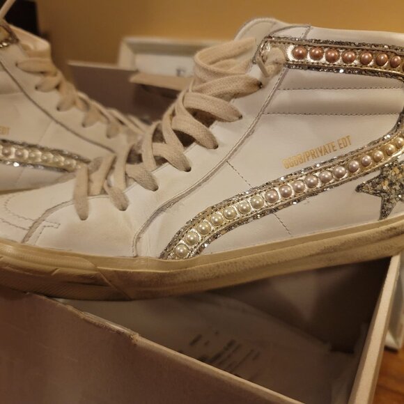 Golden Goose Slides Ombre Pearls White and Pink Silver Glitter Star Size 38 ⭐️ - Picture 2 of 10